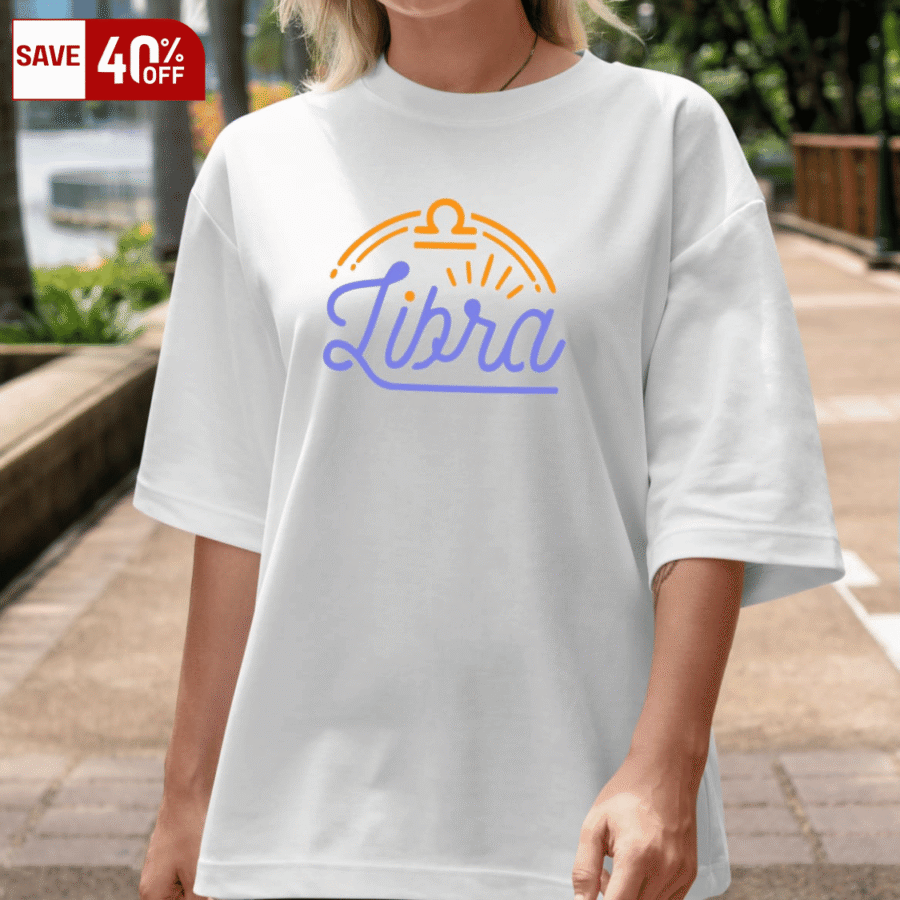 Libra Zodiac Oversized T-Shirt – Unisex (White)